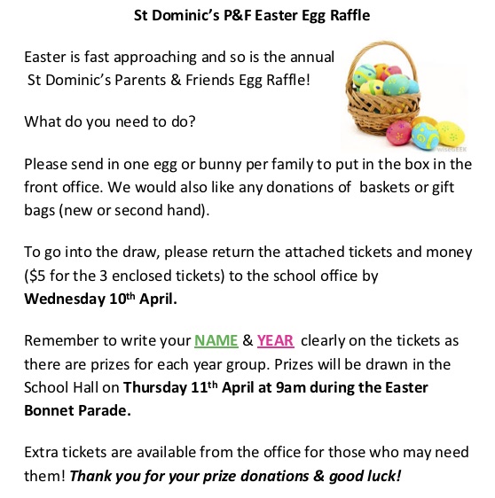 P&F Easter Raffle/ Bonnett Parade