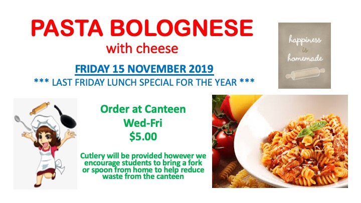 Final 2019 Canteen Special – Friday, 15th November