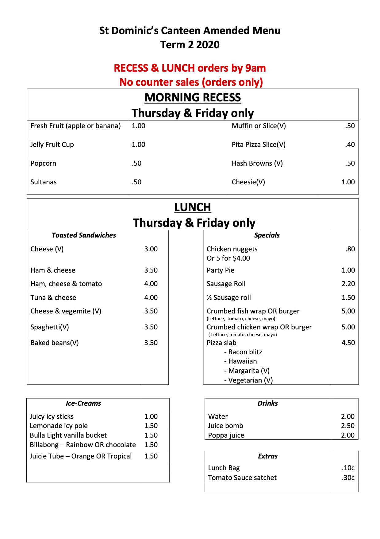 Canteen Reopening Arrangements