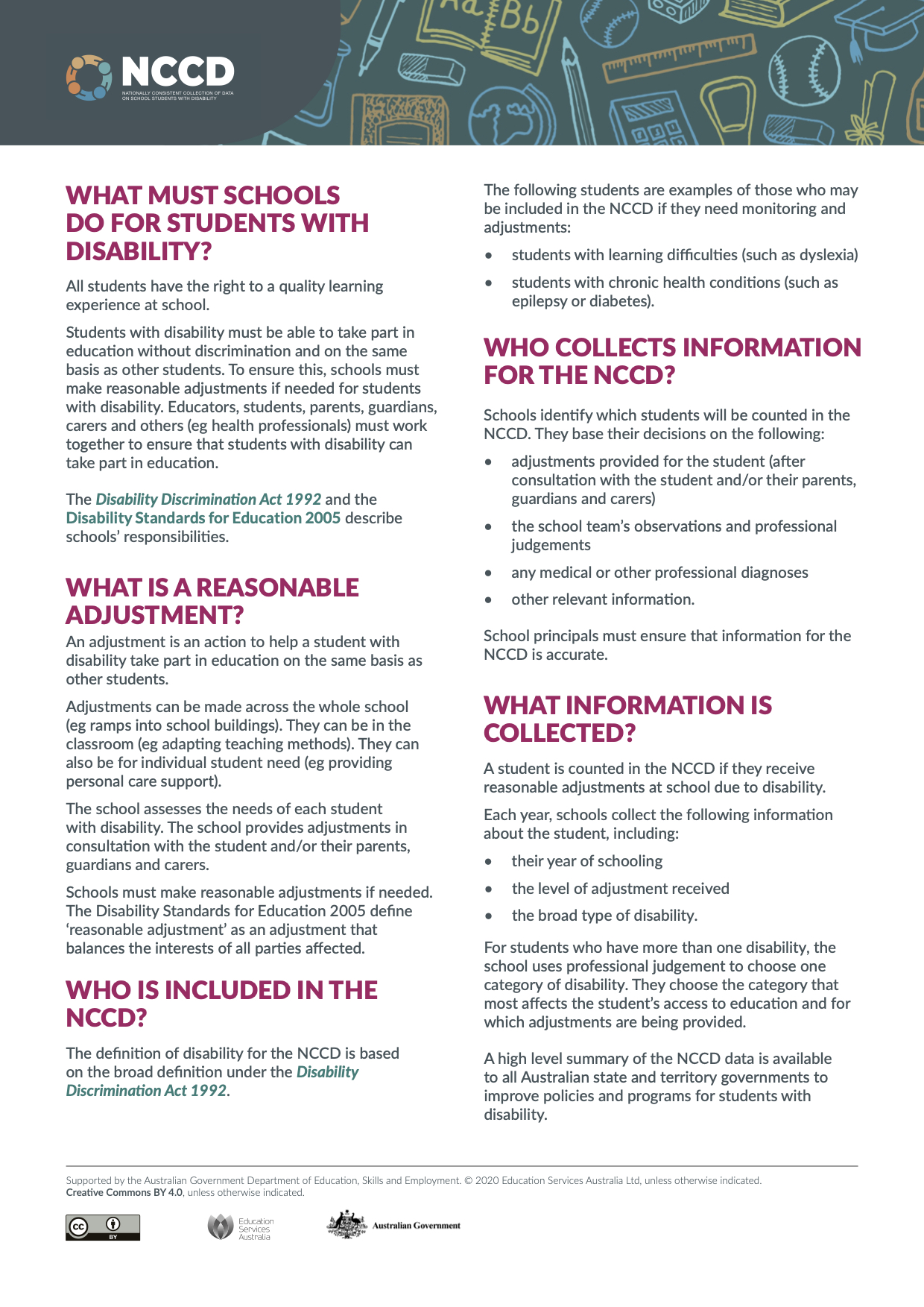 National Consistent Collection of Data on School Students with Disability (NCCD) Information