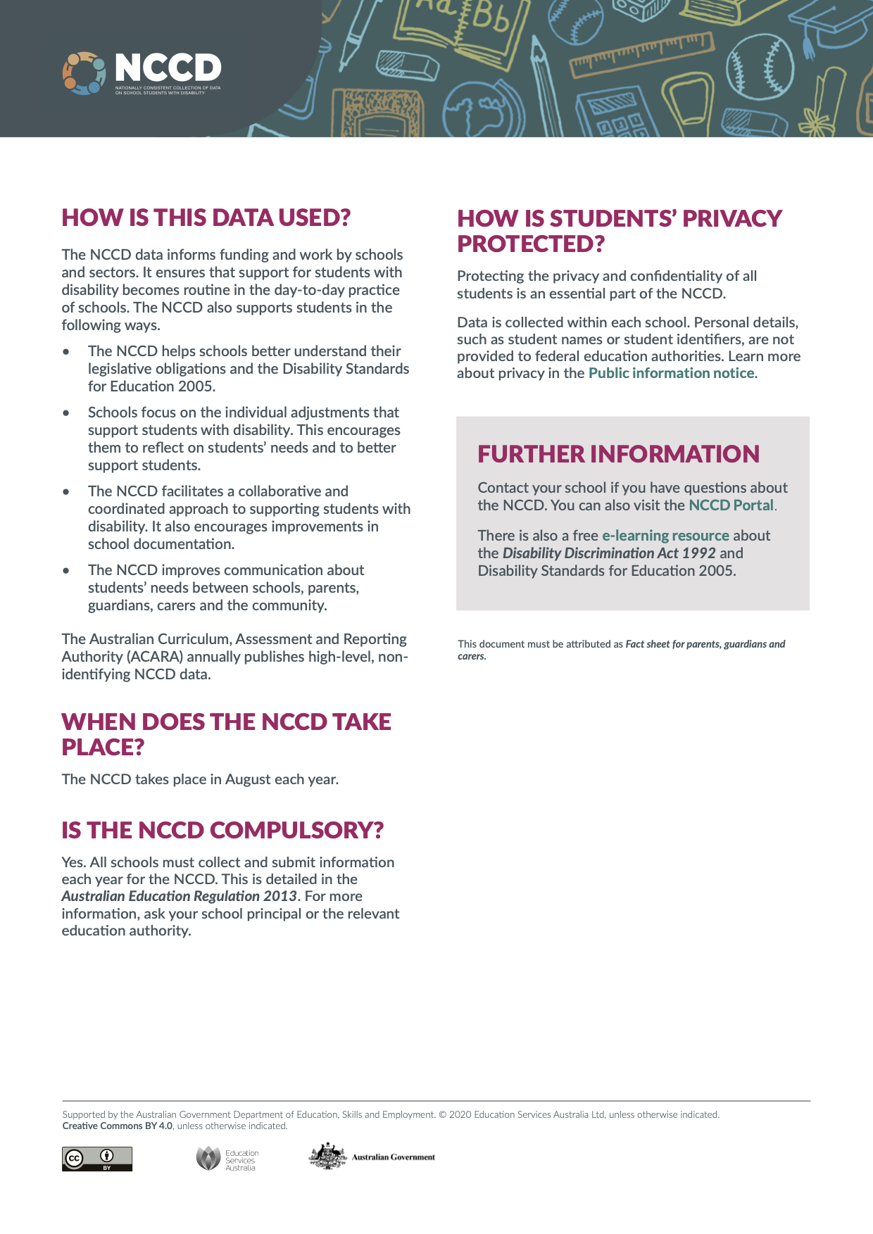 National Consistent Collection of Data on School Students with Disability (NCCD) Information for Families