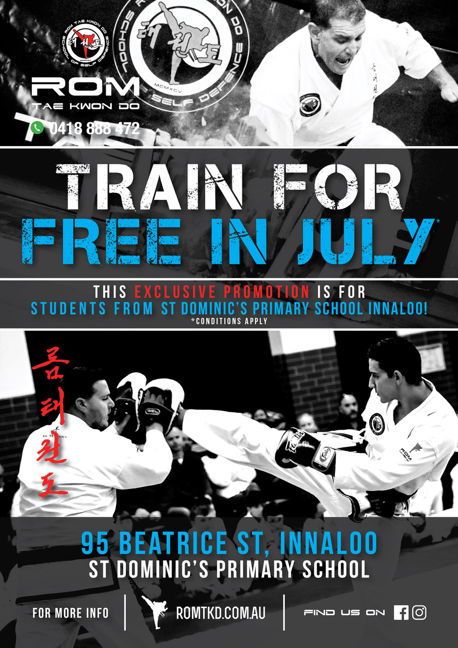 ROM Tae Kwon Do - Train for Free in July
