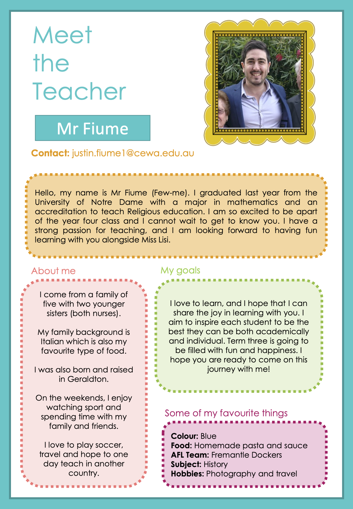 Meet Mr Fiume our New Tandem Year 4 Teacher