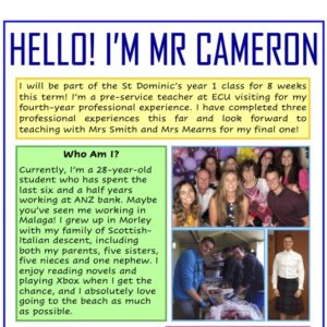 Meet Mr David Cameron our Term 4 ECU Pre-Service Teacher