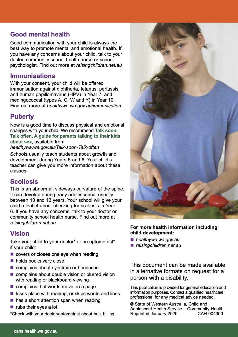 School Health Nurse Information for Upper Primary Families