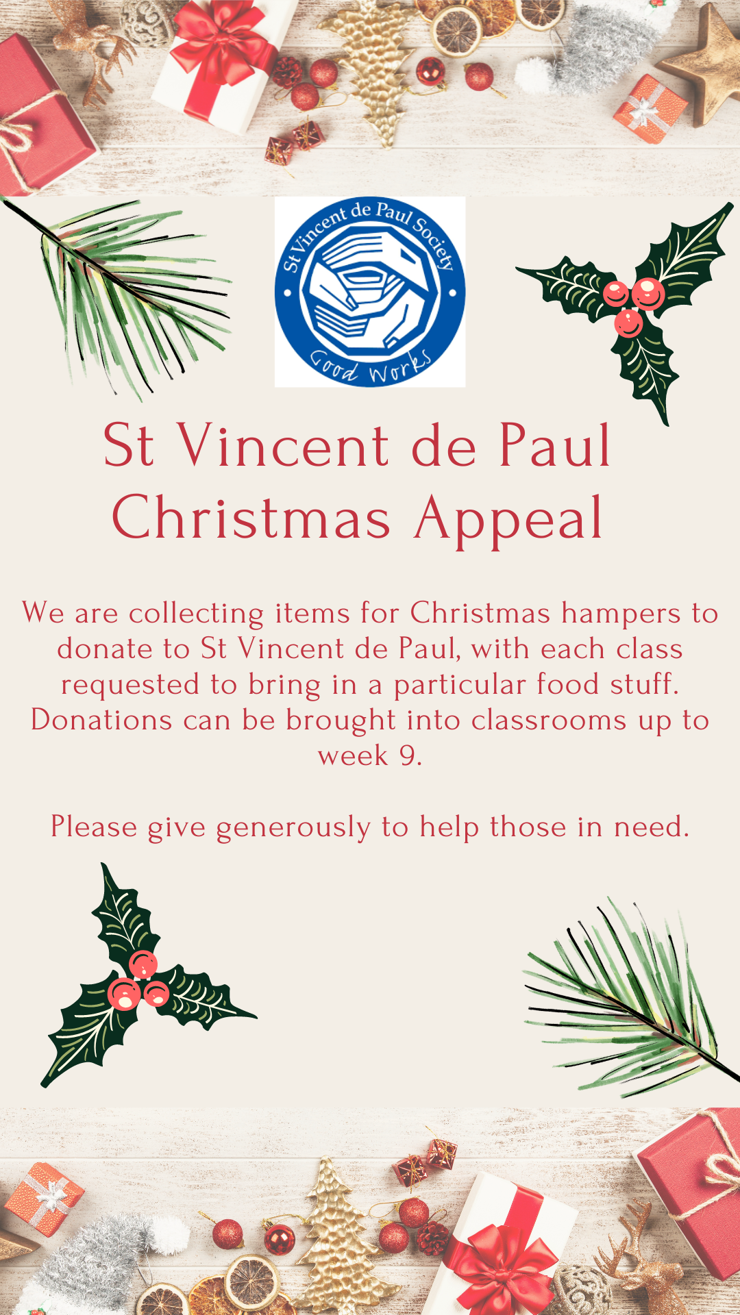 St Vincent de Paul Christmas Appeal St Dominics