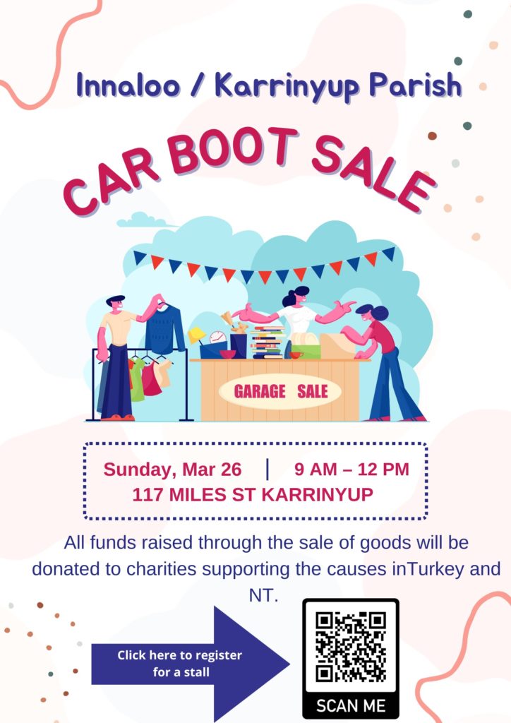 Innaloo/ Karrinyup Parish Car Boot Sale Sunday 26th March St Dominics