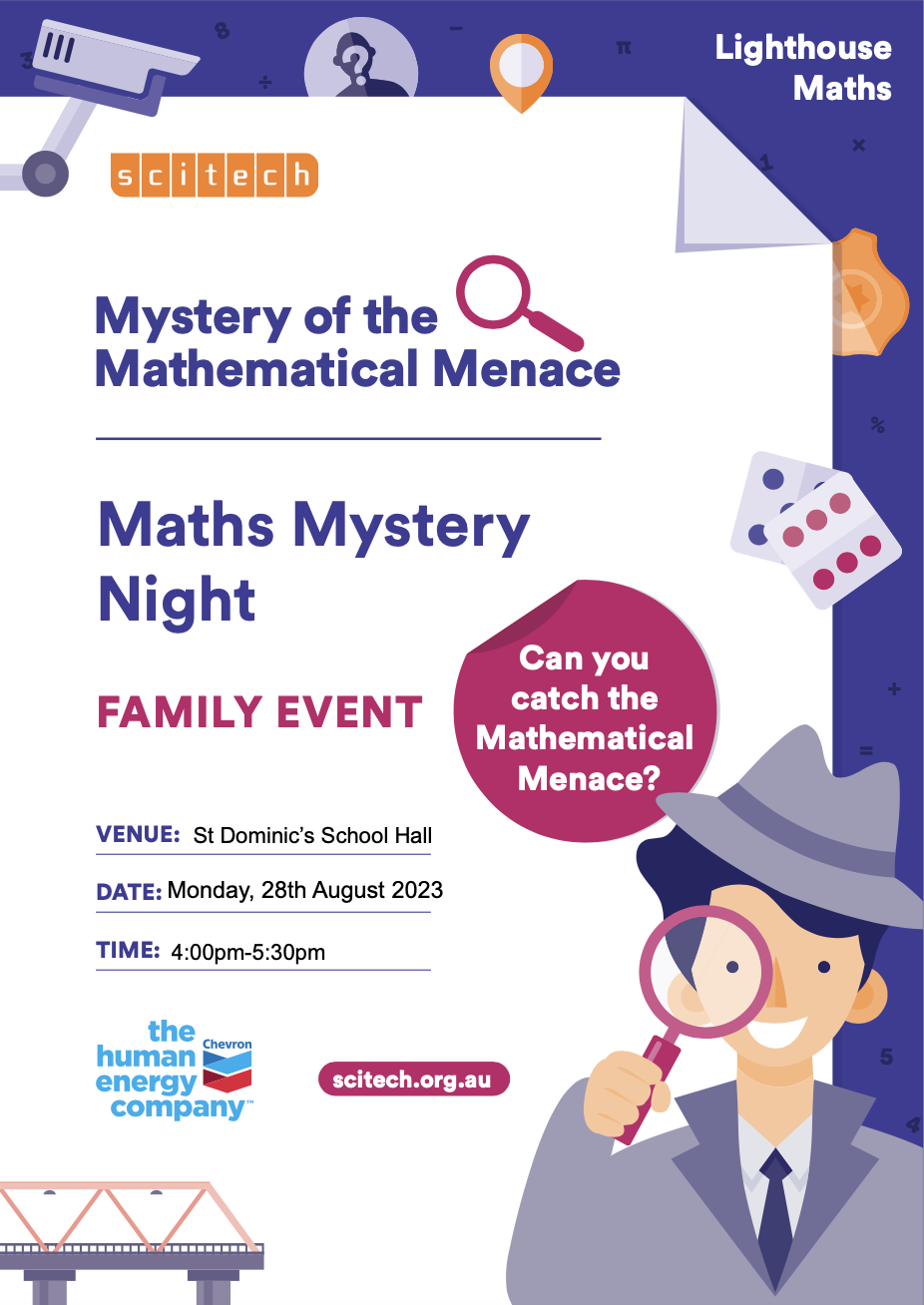Mystery of the Mathematical Menace Family Event (Year 2-6)