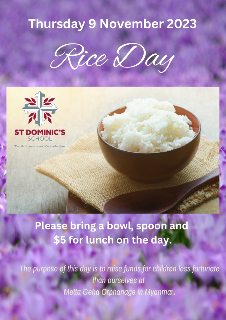 Rice Day Information – Thursday 9th November – St Dominics
