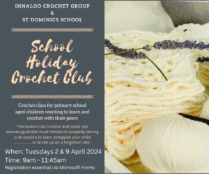 Term 1 Holiday Crochet Club for Primary School Aged Children