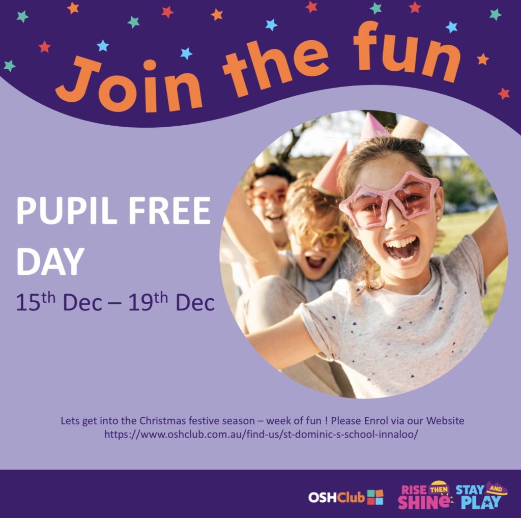 Pupil Free Week OSHClub Service - 15th to 19th December 2025 (Week 10)
