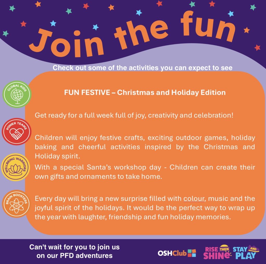 Pupil Free Week OSHClub Service - 15th to 19th December 2025 (Week 10)