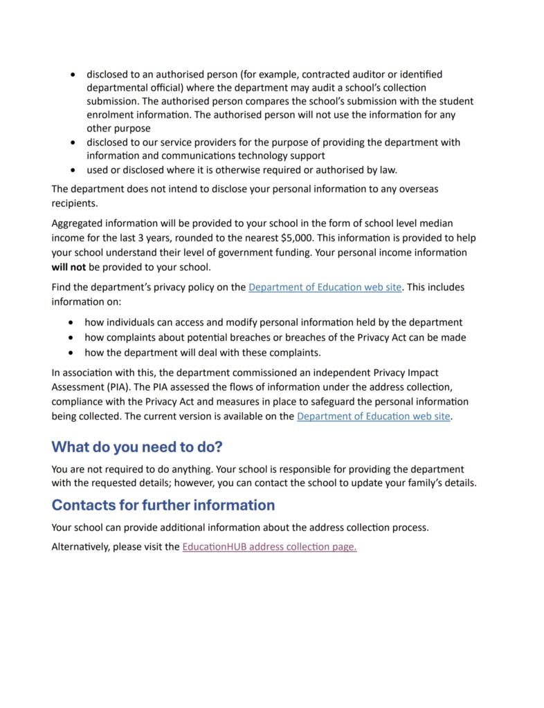 2026 Student Residential Address and Other Information Collection Notice